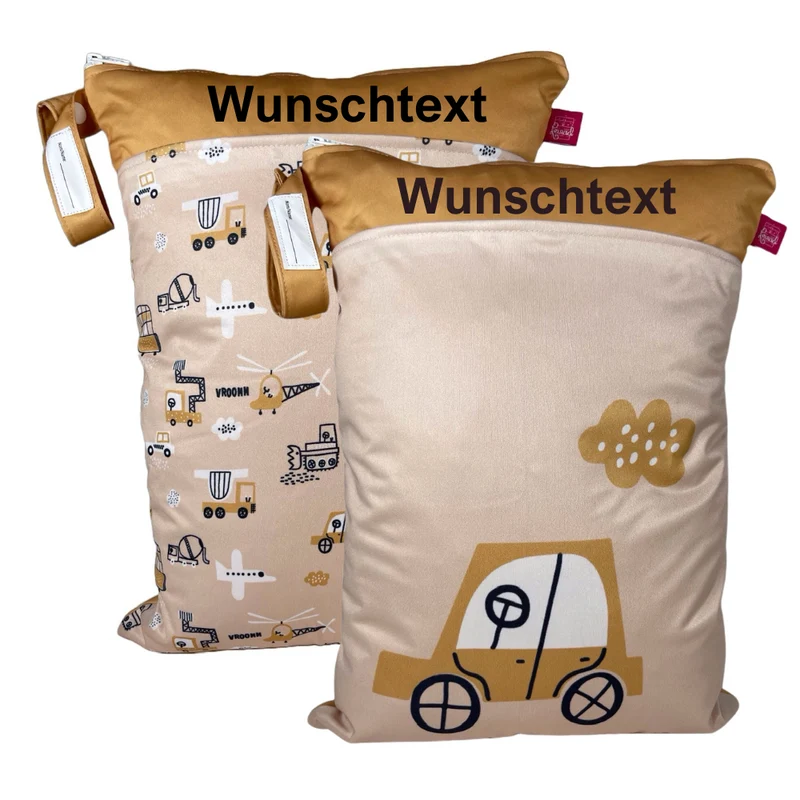 Wetbag Set „Autos“ - Personalisierbare Kitataschen
