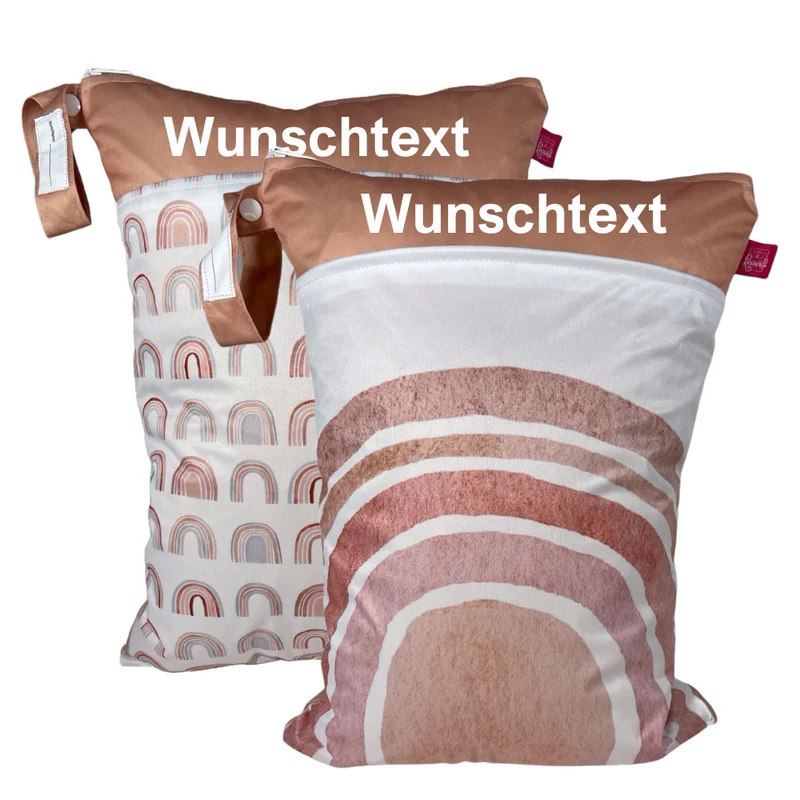 Wetbag Set „Regenbogen“ - Personalisierbare Hygienetaschen