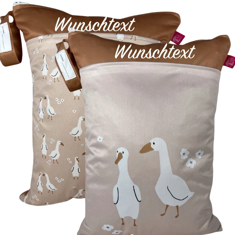 Wetbag Set „Gänse“ - Personalisierbare Wetbags